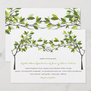 Invitation Feuille vert noué amoureux arbres Mariage d'été
