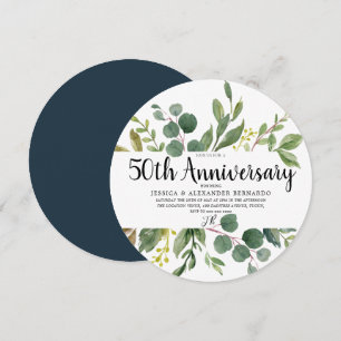Invitation Feuille verte aquarelle 50e anniversaire de mariag