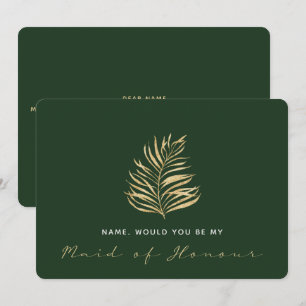 Invitation Feuille verte, Seras-tu ma demoiselle d'honneur
