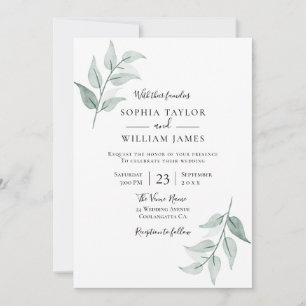 Invitation Feuille verte Simply Elegant Mariage d'été du prin