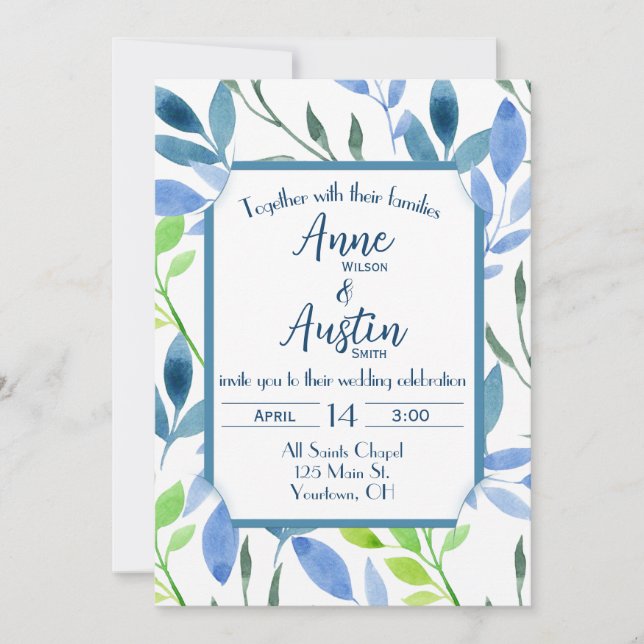 Invitation Feuilles Abstraits mariages (Devant)