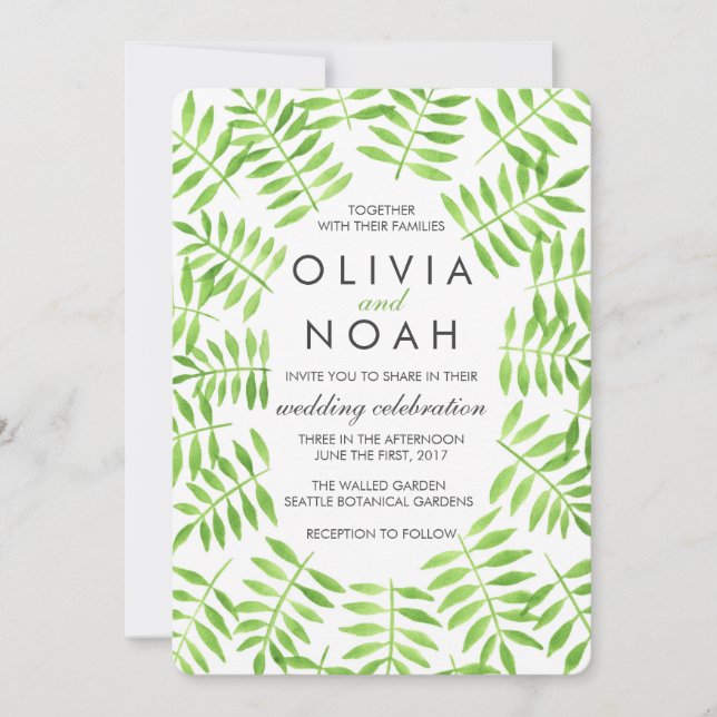 Invitation Feuilles aquarelle (Devant)