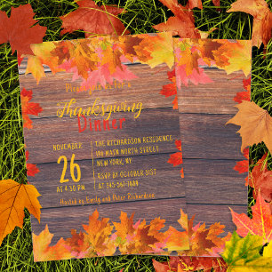 Invitation Feuilles Automatiques Sur Bois Russe Dîner D'Actio