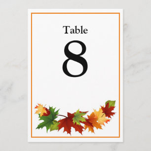 Invitation Feuilles automnales Grand Nombre de Table Siège