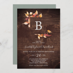 Invitation Feuilles automnales   Rustique Brown Mariage de mo