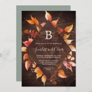 Invitation Feuilles automnales   Rustique Brown Mariage diama