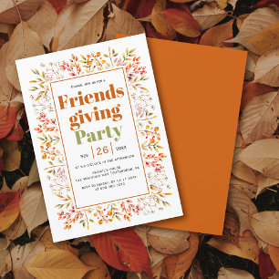 Invitation Feuilles, baies brûlées orange Friendsgiving Party