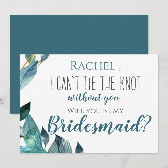 Invitation Feuilles bleus je ne peux pas Cravate le noeud san (Devant / Derrière)