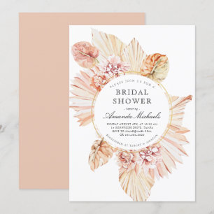 Invitation Feuilles Boho Chic Fête des mariées de Palm Séché