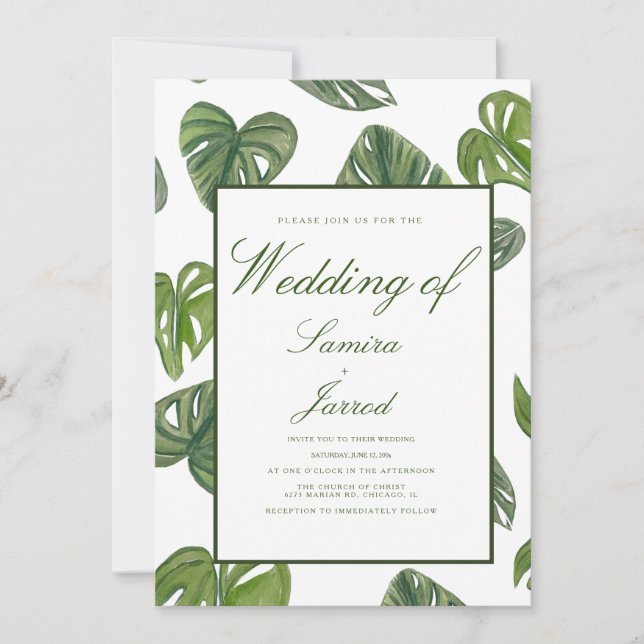 Invitation Feuilles botaniques de Monstera et Adansonii à l'a (Devant)