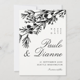 Invitation Feuilles Botaniques Dessinées à la Main Enregistre