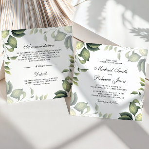 Invitation Feuilles Botaniques Feuillage Tout en Un Mariage