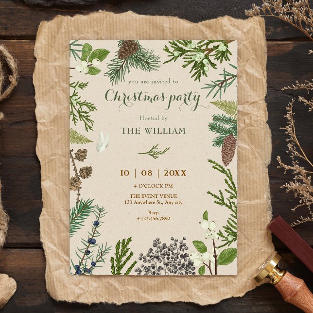 Invitation feuilles botaniques noël  (Créateur téléchargé)