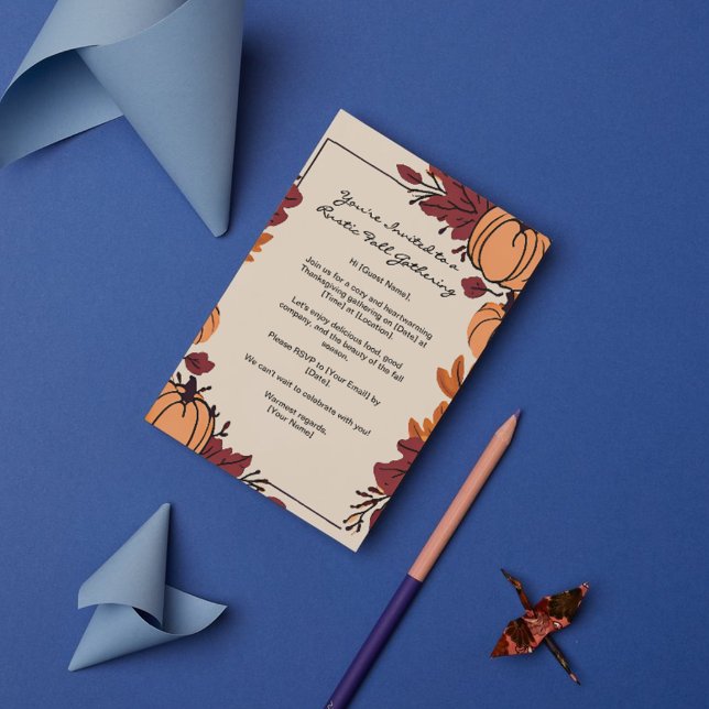 Invitation Feuilles citrouille Frame Thanksgiving (Pumpkin Leaves Frame Thanksgiving Invitation)