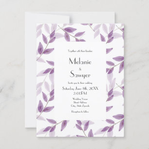 Invitation Feuilles d'aquarelle à plan Plum