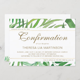 Invitation Feuilles d'aquarelle avec confirmation croisée
