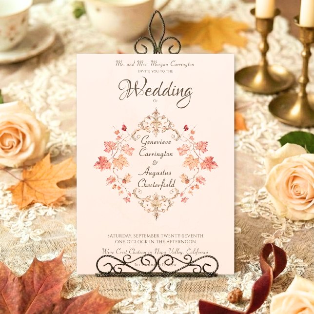 Invitation Feuilles d'aquarelle élégantes d'automne Vintage (Créateur téléchargé)