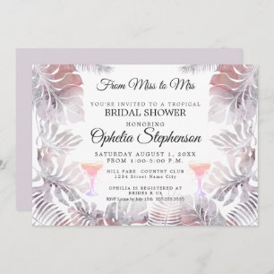 Invitation Feuilles d'aquarelle en rose Rose et mauve