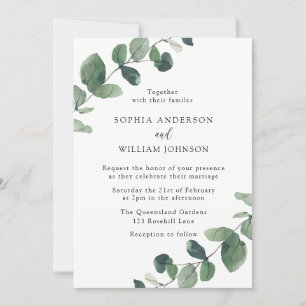 Invitation Feuilles d'aquarelle moderne Mariage de printemps