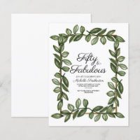 Feuilles d'aquarelle verte sur fond blanc or 50e a