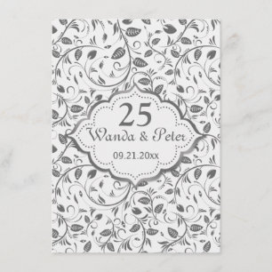 Invitation Feuilles d'argent 25e anniversaire de mariage