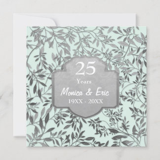Invitation Feuilles d'Argent 25ème Anniversaire de Mariage