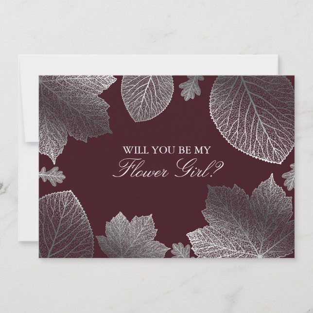 Invitation Feuilles d'argent tombent Fleur de mariage Invitat (Devant)
