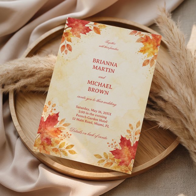 Invitation Feuilles d'automne à l'aquarelle Chaude (Créateur téléchargé)