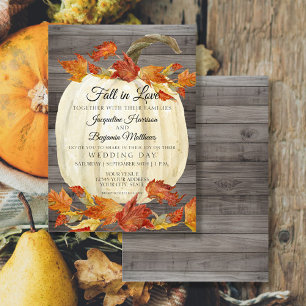 Invitation Feuilles d'automne à l'aquarelle rustique Citrouil