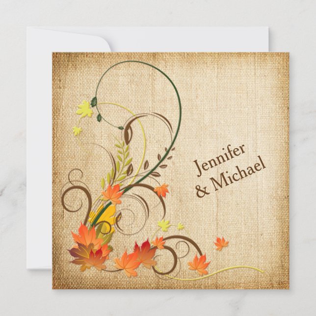 Invitation Feuilles d'automne Abstraites, Mariage de vignes I (Devant)