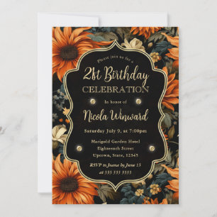 Invitation Feuilles d'automne aquarelle orange marron 21e ann