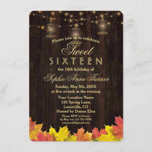 Invitation Feuilles d'automne Bois vieilles lanternes SWEET S