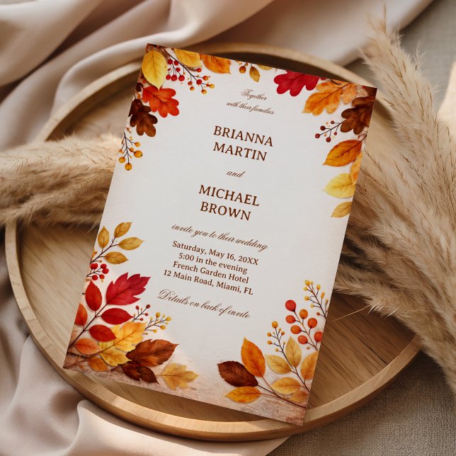Invitation Feuilles d'automne Chaudes Botaniques (Créateur téléchargé)