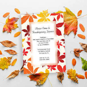 Invitation Feuilles d'automne de couleur vive Thanksgiving Dî