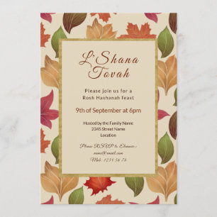 Invitation Feuilles d'automne de la fête du Nouvel An Shana T