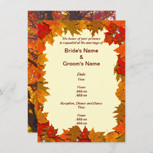Invitation Feuilles d'automne de mariage jaune et orange Invi