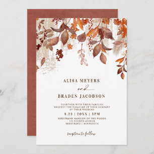Invitation Feuilles d'automne de rouille mariage de automne