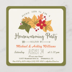 Invitation Feuilles d'automne élégantes, Fête Florale du réch