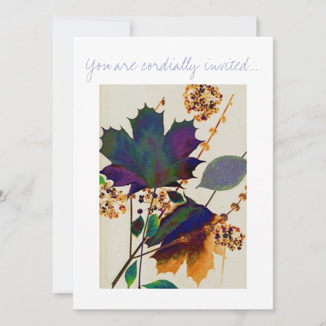 Invitation Feuilles d'automne en couleurs royales (Devant)