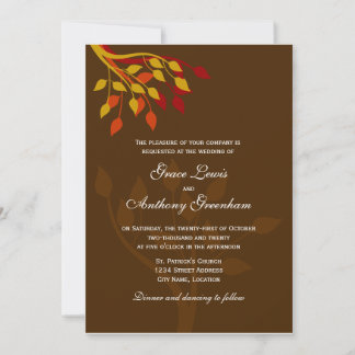Invitation Feuilles d'automne en or orange rouge