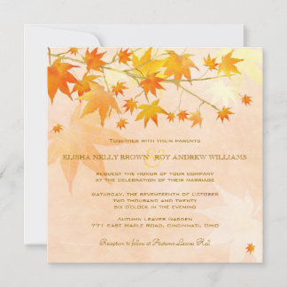 Invitation Feuilles d'automne enchantées Mariage rural