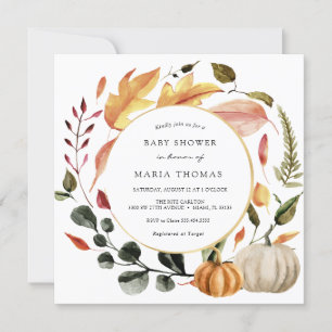 Invitation Feuilles d'automne et Baby shower Citrouille Invit