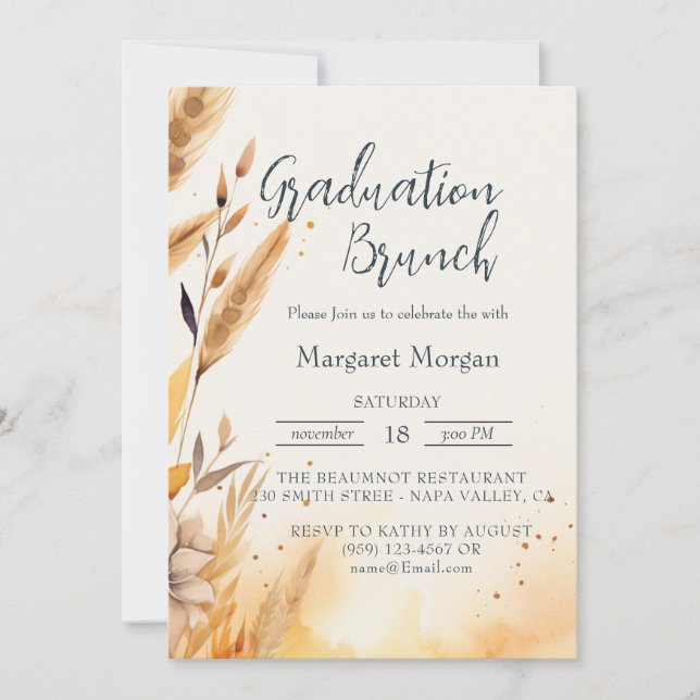 Invitation Feuilles d'automne et Brunch nuptial Pampas (Devant)