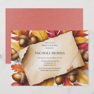 Invitation Feuilles d'automne et glands Rustique brunch et bu