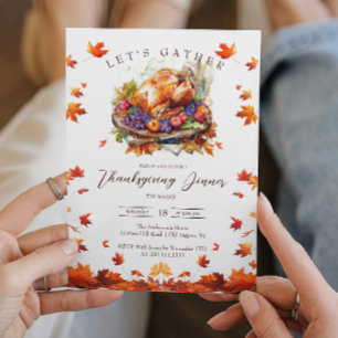 Invitation Feuilles d'automne et grillé Turquie Thanksgiving