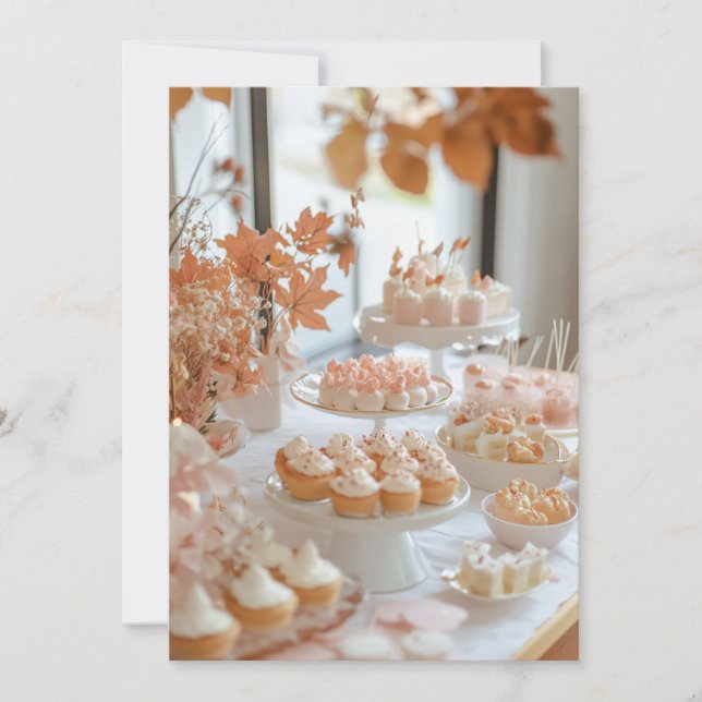 Invitation Feuilles d'automne et petites manches | Épices cha (Devant)