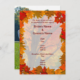 Invitation Feuilles d'automne et prairie de l'amour Mariage