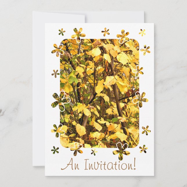 INVITATION FEUILLES D'AUTOMNE JAUNE (Devant)