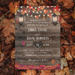 Invitation Feuilles d'automne Lanterns & String Mariage de au<br><div class="desc">Rustic Automne Laisse Vintages Lanternes Invitations Mariages de automne.</div>