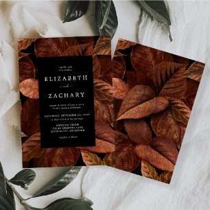 Invitation Feuilles d'automne lunatiques rouille mariage